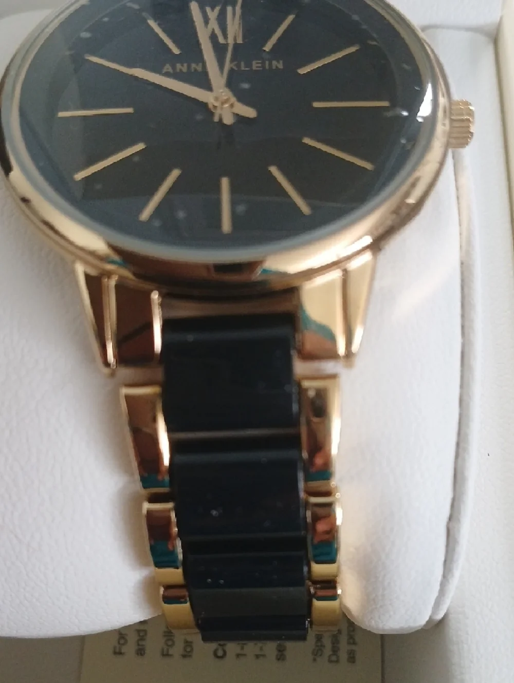 Anne Klein Gold Tone Watch with Black Dial and Bracelet Links - Picture 3 of 5